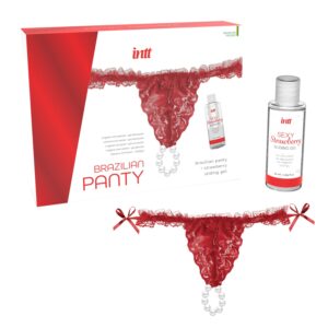بانتي مرتبط بسلسلة لؤلؤ مع مزلق بنكهه الفراوله/Brazilian Panty
